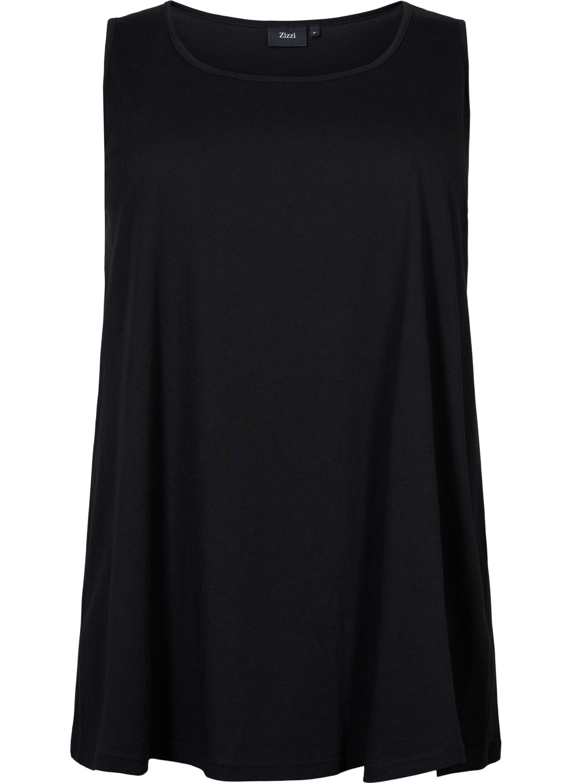 ZizziTop en coton avec forme en A, Noir, Packshot image number 0