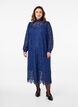 Jurk van kant met lange mouwen en hoge hals, Estate Blue, Model image number 0