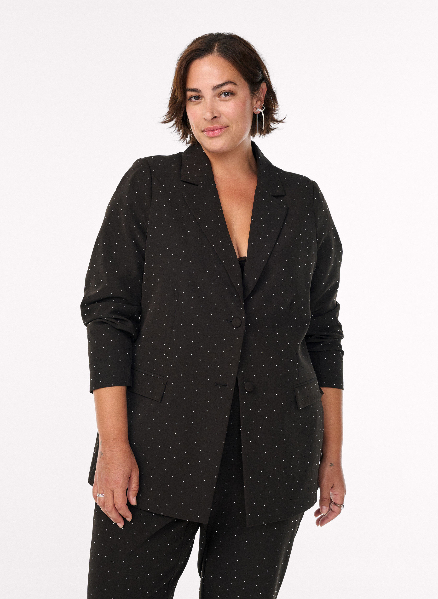 Blazer avec strass, Noir, Model