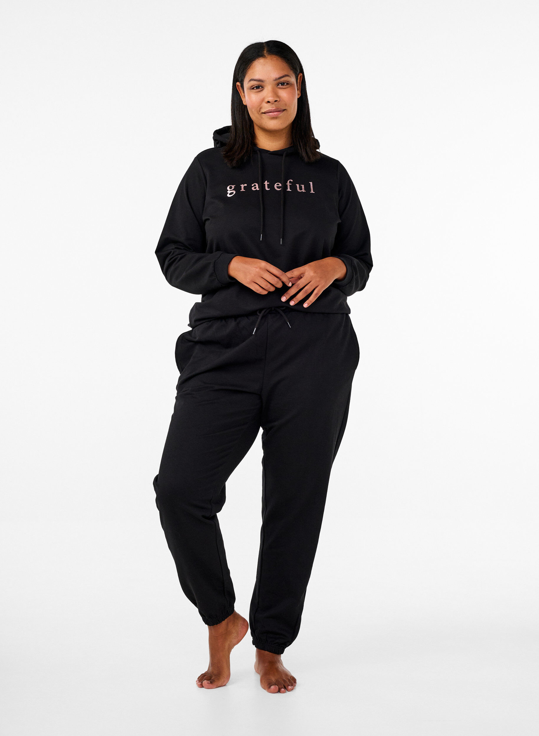 ZizziSweat &agrave; capuche avec imprim&eacute;, Noir, Model image number 1