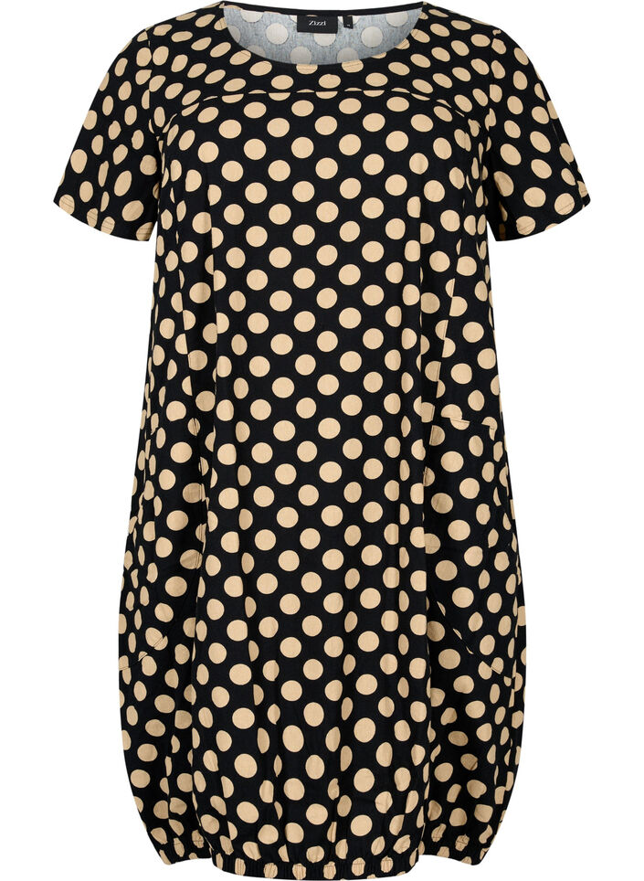 Katoenen jurk met korte mouwen en print, Dot AOP, Packshot image number 0