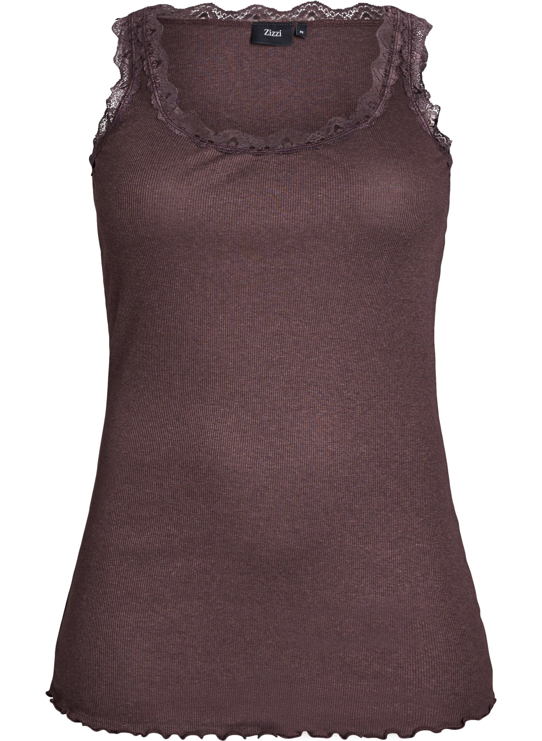 ZizziTop avec finitions en dentelle, Marron, Packshot image number 0
