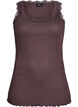 Top avec finitions en dentelle, Marron, Packshot image number 0