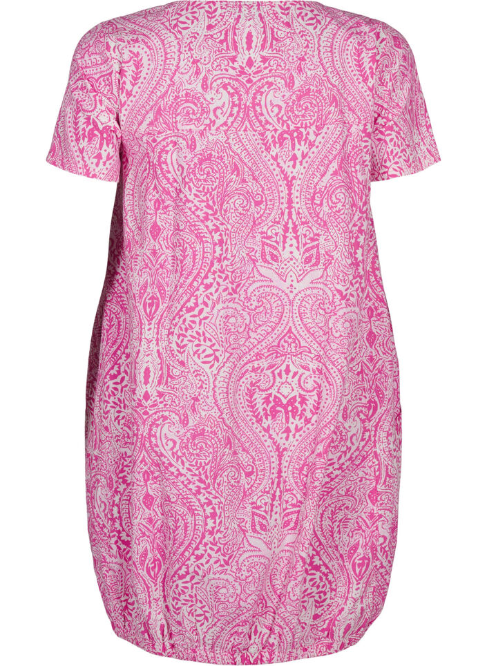 Katoenen jurk met korte mouwen en paisleyprint, Roze, Packshot image number 1