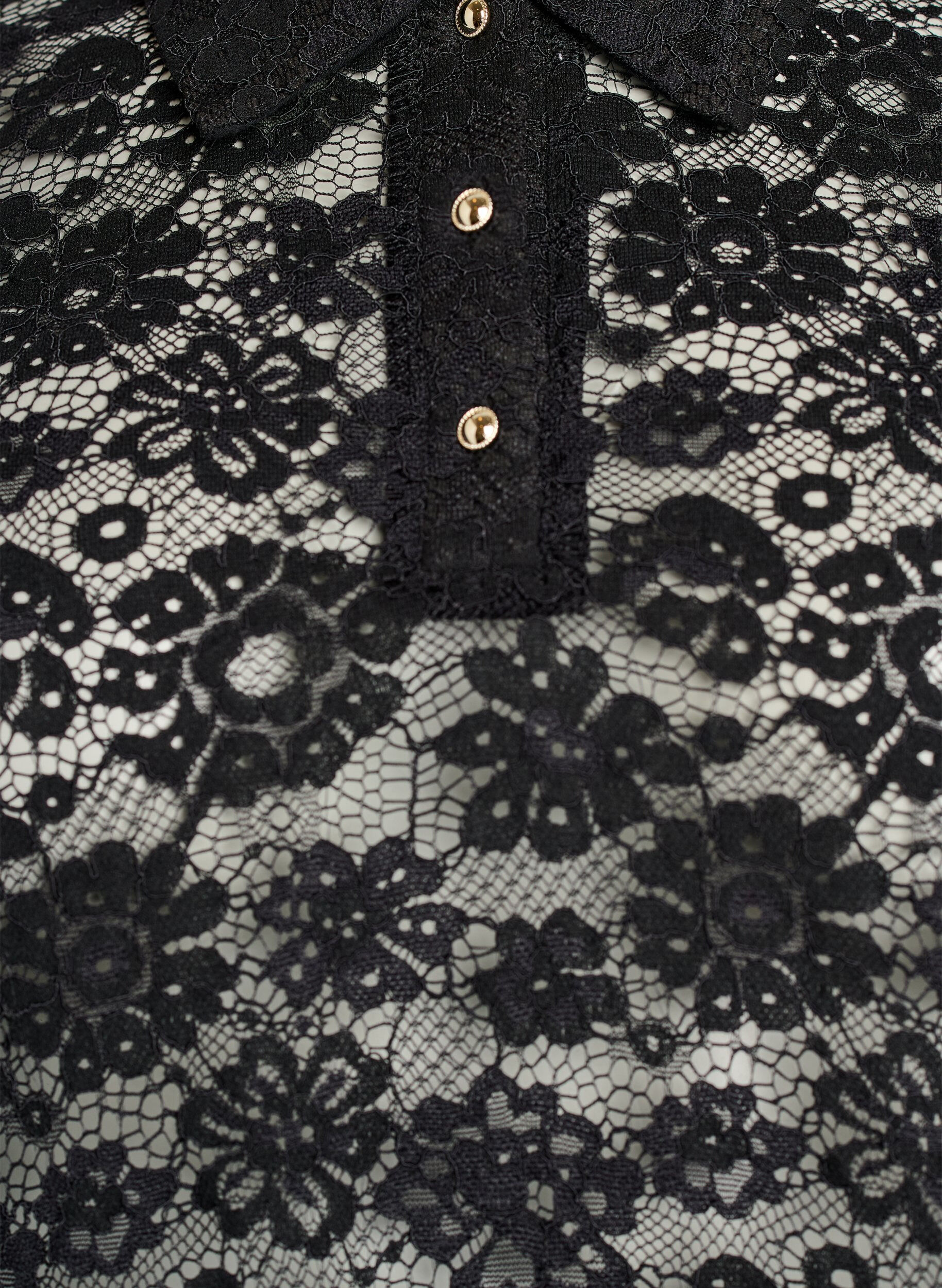 Zizzi Blouse en dentelle avec col et manches 1/2, Noir, Packshot image number 2