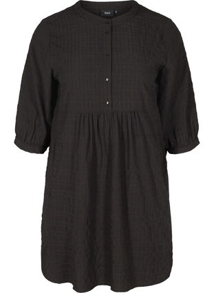 Tunique chemise à carreaux à manches 3/4, Black, Packshot image number 0