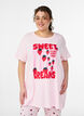 T-shirt de nuit long en coton bio avec imprim&eacute;, Rose poudr&eacute;e, Model image number 0