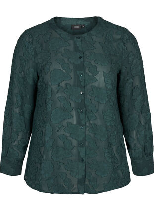 Transparante blouse met patroon, Darkest Spruce, Packshot image number 0