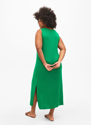 Mouwloze, geribde jurk van viscose, Jolly Green, Model image number 1