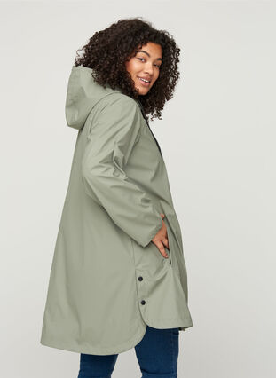 Manteau de pluie avec capuche et poches, Vetiver, Model image number 1