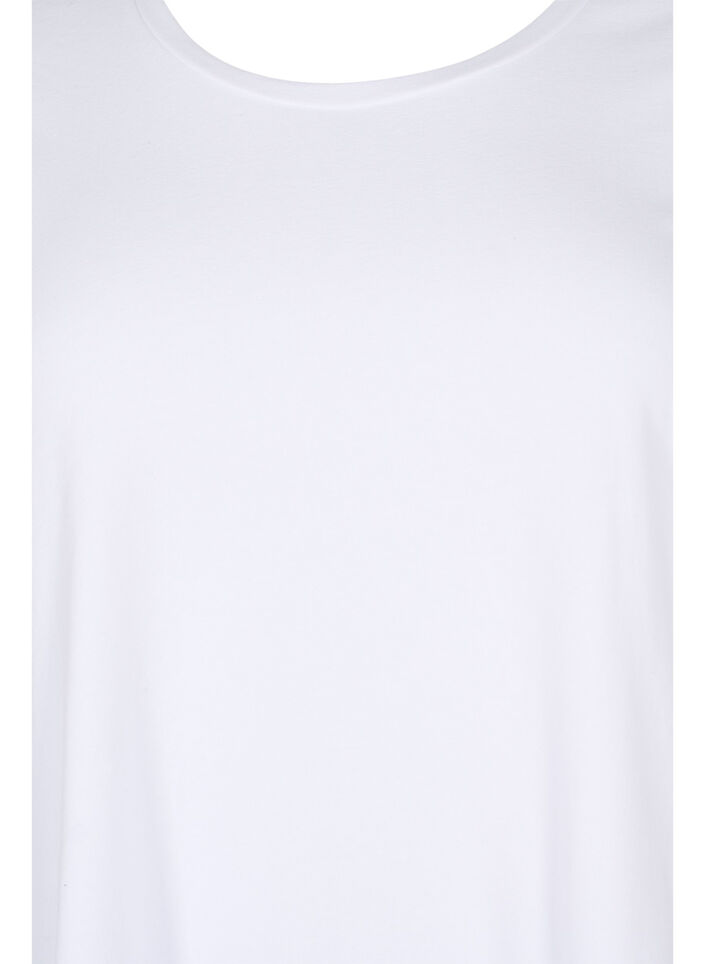 T-shirt en coton de base à manches 3/4, Blanc, Packshot image number 2