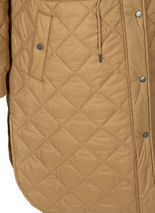 Gewatteerde lichte jas met capuchon, Tobacco Brown, Packshot image number 3