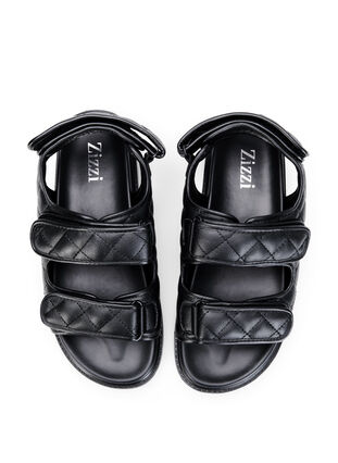 Sandale en cuir de forme large, Black, Packshot image number 2