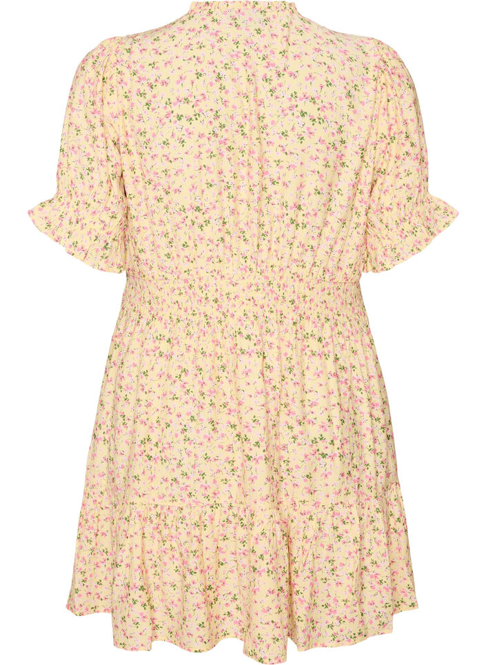 Robe courte en viscose avec volants, Jaune, Packshot image number 1