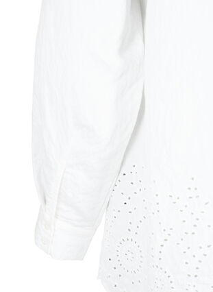Viscose overhemd met broderie anglaise, Bright White, Packshot image number 3