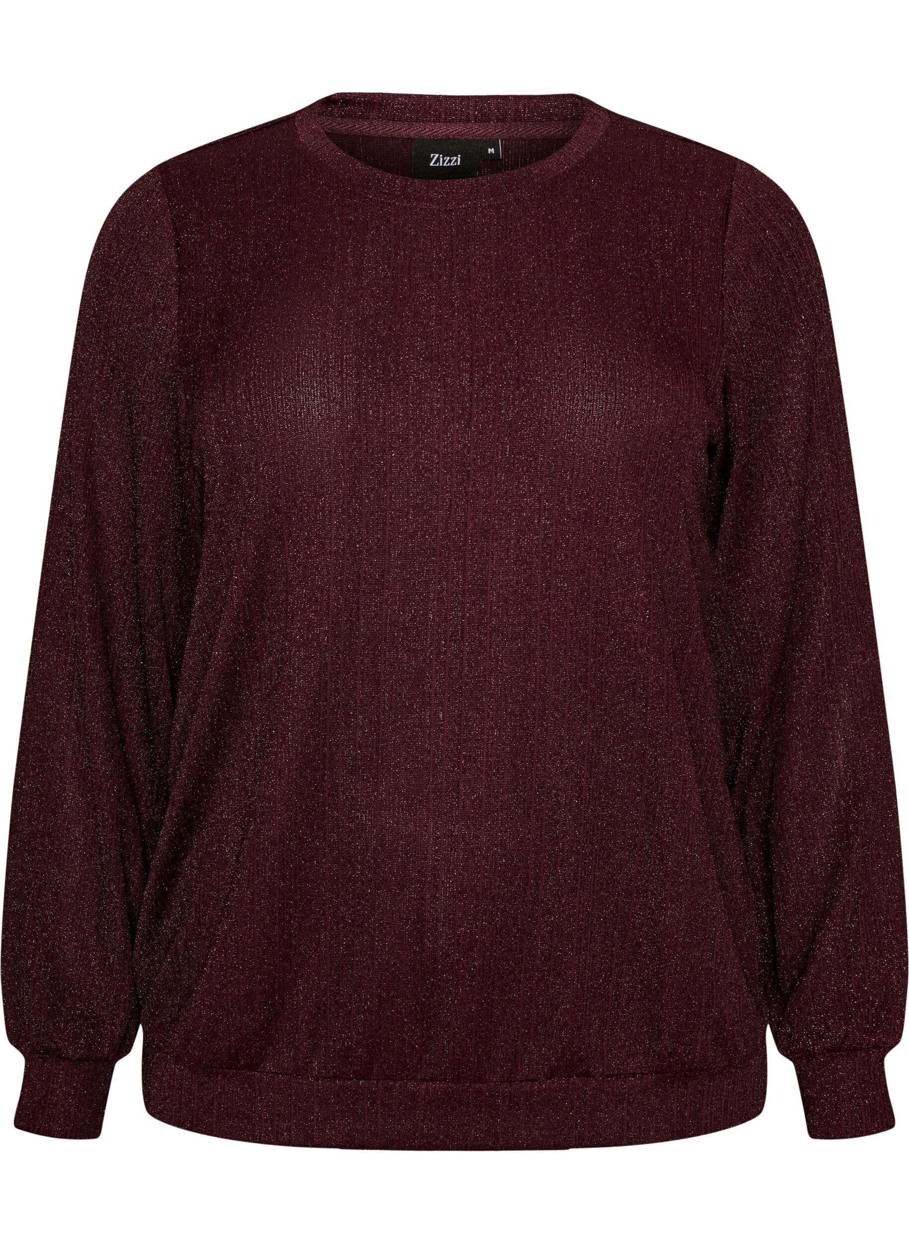 ZizziBlouse met verticale structuur en glitterdraad, Rood, Packshot image number 0