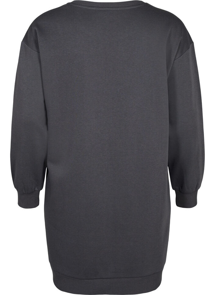 Robe sweat avec détails brodés., Dark Grey, Packshot image number 1