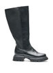 Botte haute avec empi&egrave;cements c&ocirc;tel&eacute;s, Noir, Packshot image number 0