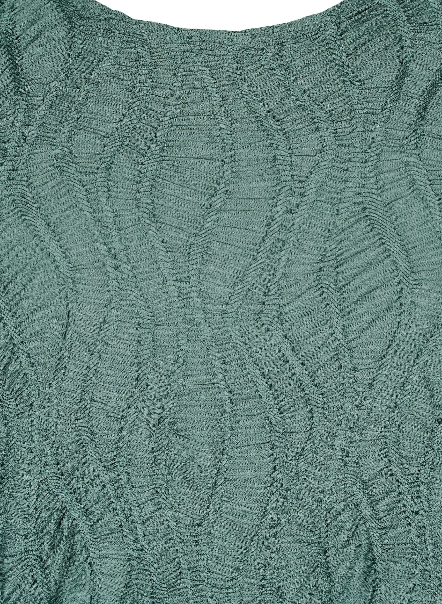 Zizzi Robe courte avec texture et manches 3/4, Vert, Packshot image number 2