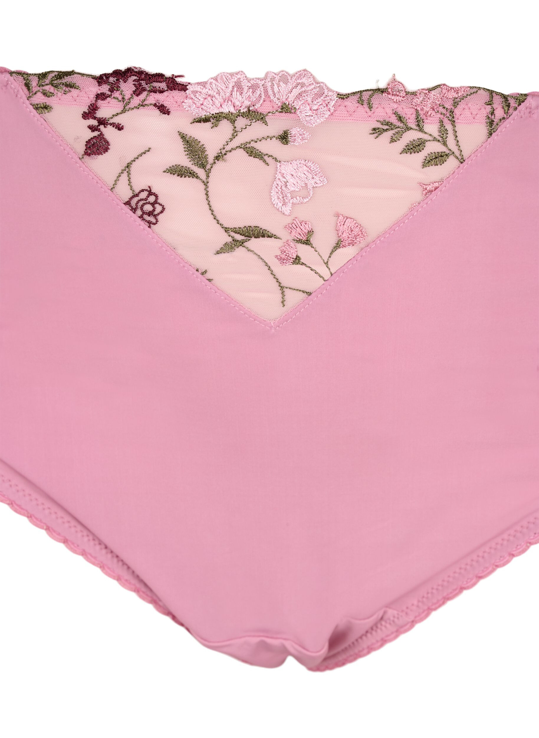 ZizziTai slip in microvezel met geborduurde bloemen, Roze, Packshot image number 2