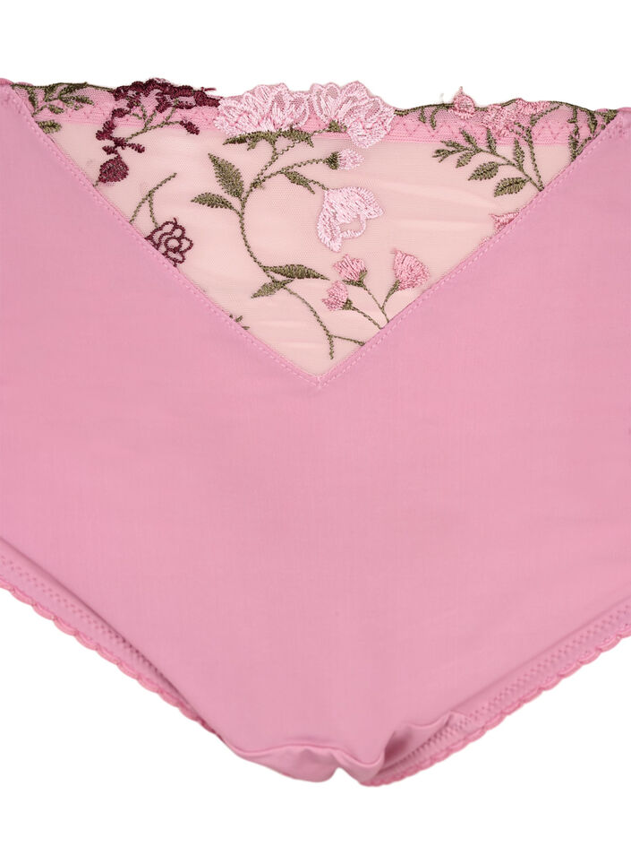 Slip taï en microfibre avec des fleurs brodées, Rose, Packshot image number 2