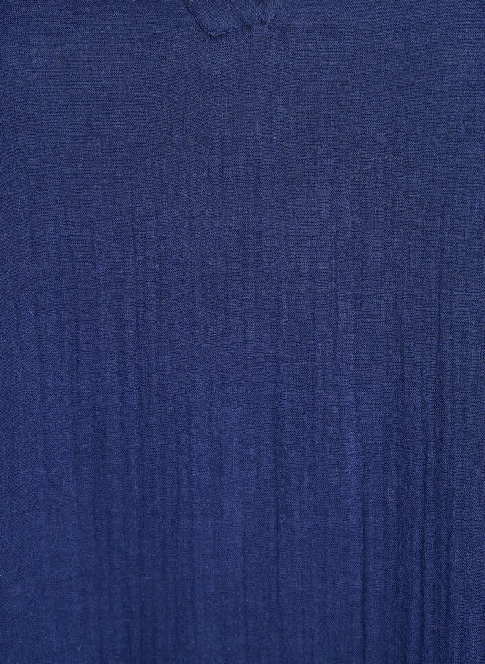 Robe courte &eacute;vas&eacute;e en mousseline de coton, Bleu, Packshot image number 2