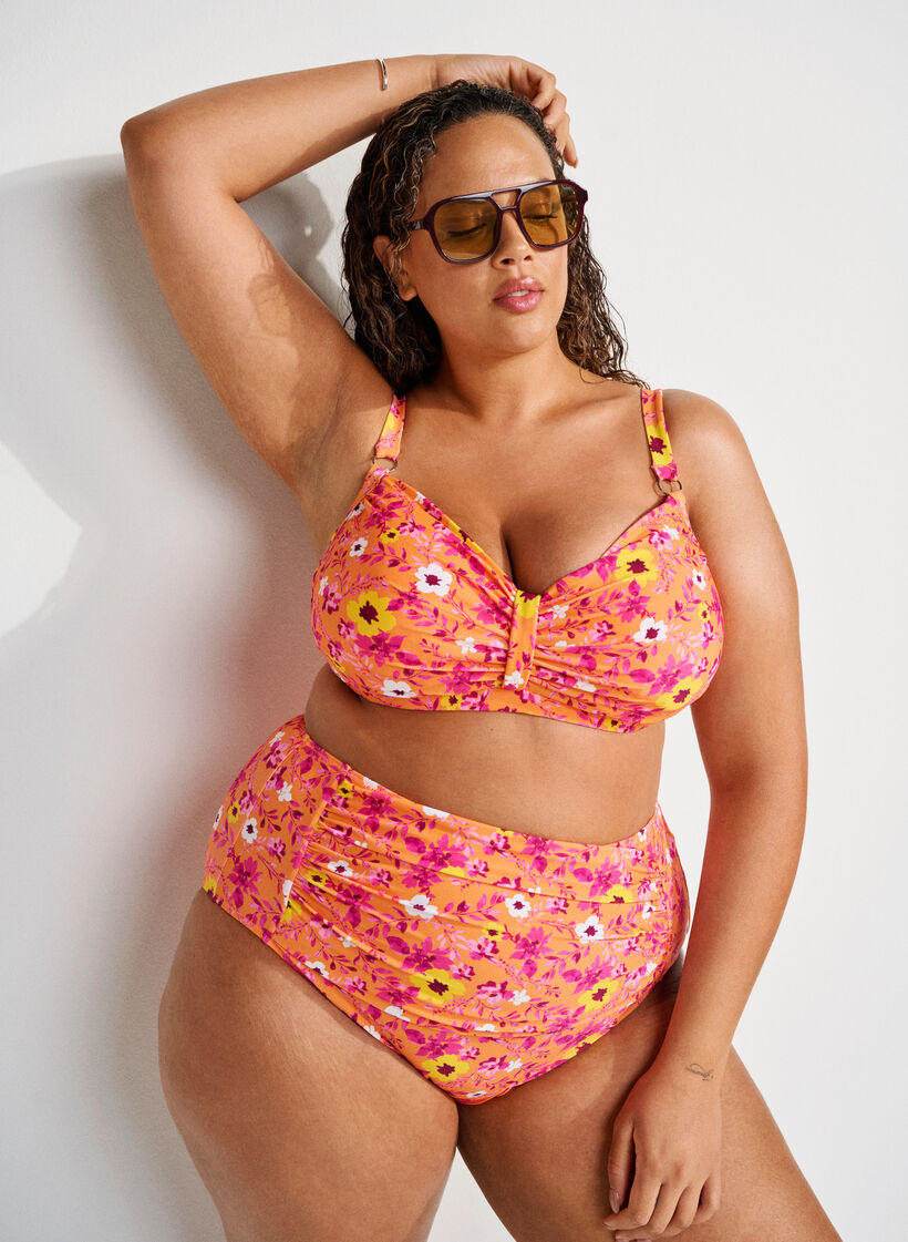 Bikinitop met beugel en patroon, Oranje, Image image number 0