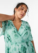 Lange chiffon jurk met bloemenprint en korte mouwen, Groen, Model image number 2