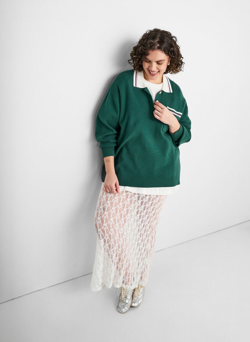 Jupe longue en dentelle transparente, Blanc, Image