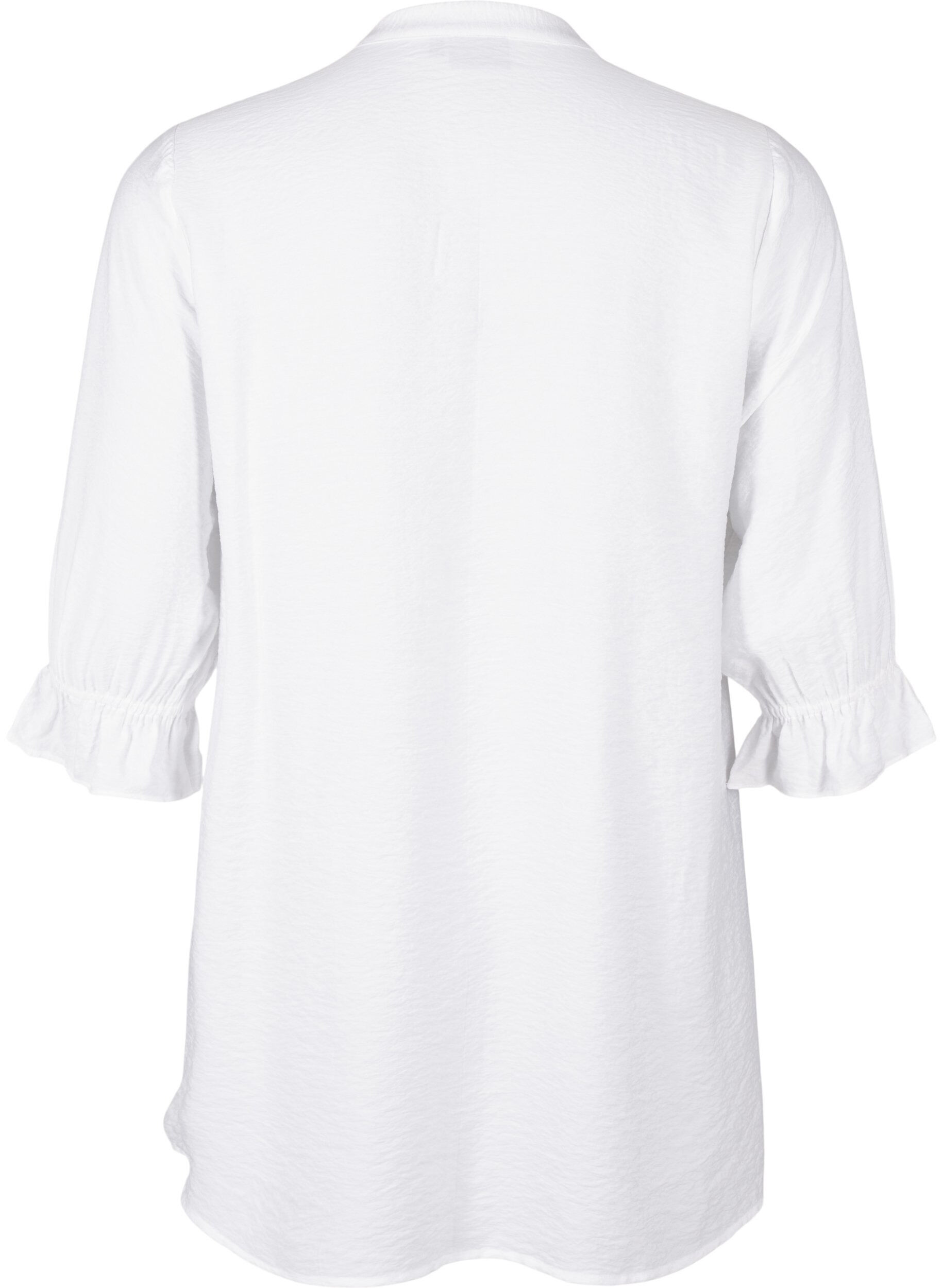 ZizziLang viscose shirt met kanten detail, Bright White, Packshot image number 1