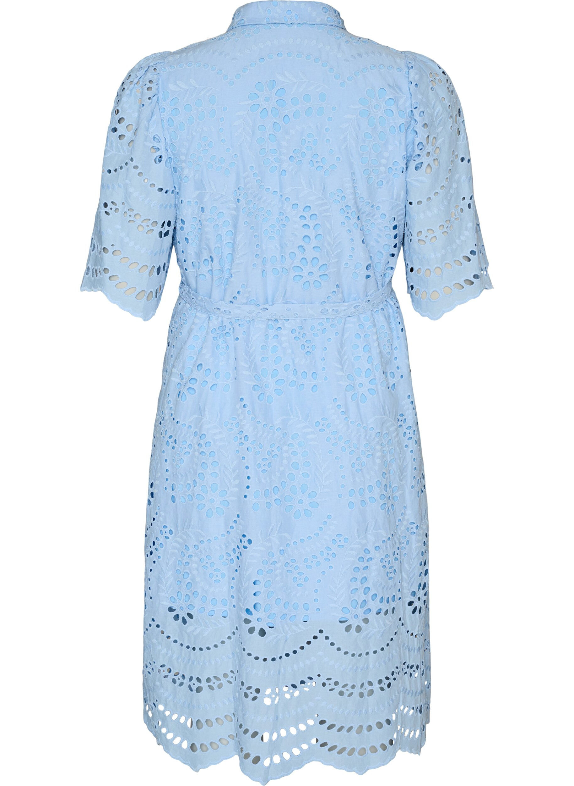 Zizzi Robe chemise en broderie anglaise avec une ceinture &agrave; nouer, Bleu, Packshot image number 1