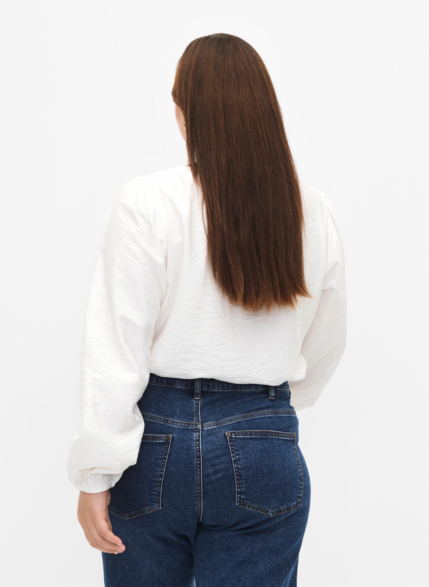 Zizzi Chemisier en viscose avec d&eacute;tails en crochet, Bright White, Model image number 1