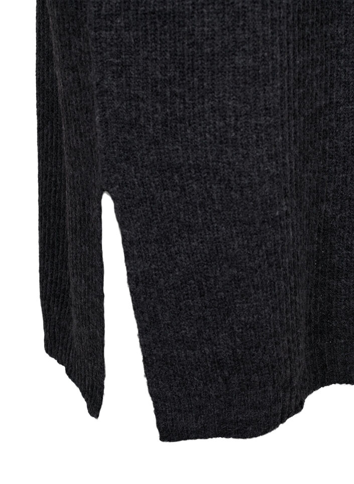 Robe longue oversize en tricot avec fente, Gris anthracite, Packshot image number 3