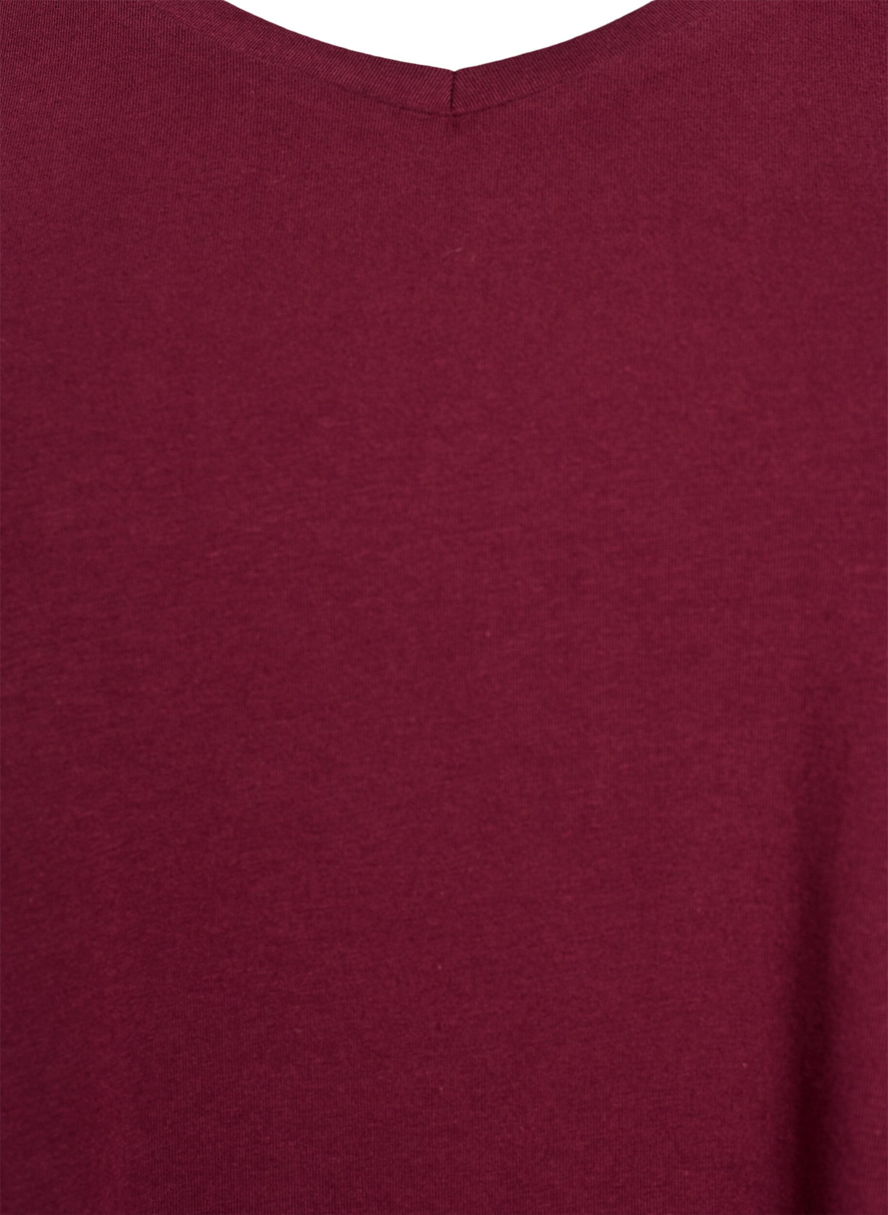 ZizziBasic effen katoenen t-shirt, Donker Bordeaux, Packshot image number 2