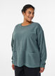 Blouse ample en polaire avec poches, Vert fonc&eacute;, Model image number 0
