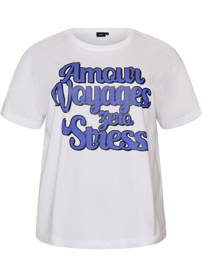 T-shirt en 100% coton avec manches courtes et imprim&eacute;, Blanc, Packshot image number 0