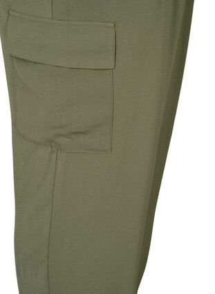 Pantalon cargo de couleur unie avec de grandes poches, Black Olive, Packshot image number 3