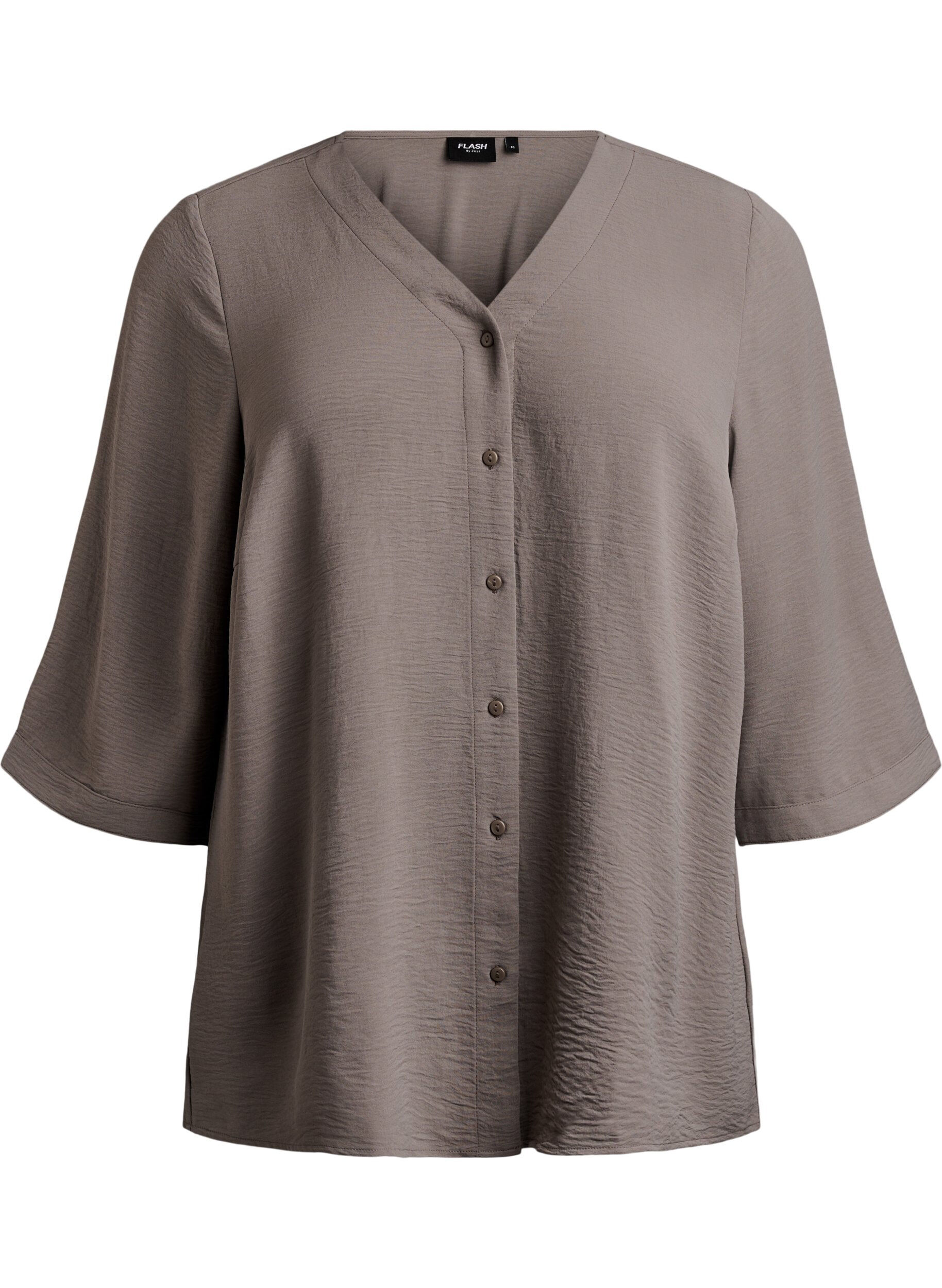 Shirtblouse met V-hals en 3/4 mouwen