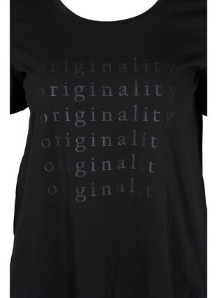 T-shirt en coton avec texte imprimé, Black Originality, Packshot image number 2