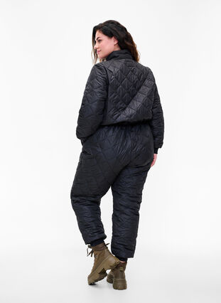 Gewatteerde thermo jumpsuit met verstelbare taille, Black, Model image number 1
