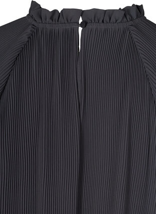 Robe plissée avec col en V et forme trapèze , Asphalt ASS, Packshot image number 3
