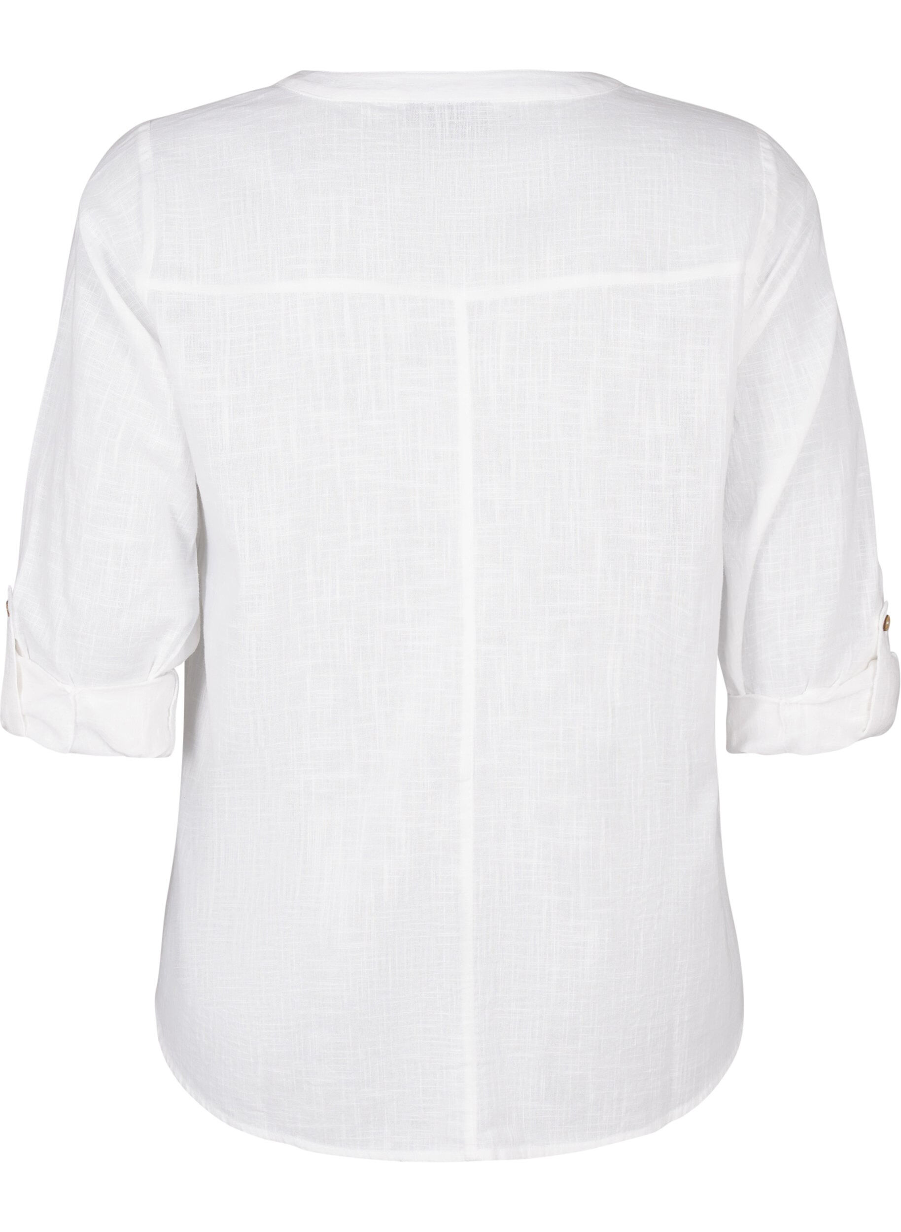 ZizziKatoenen blouse met een V-hals, Wit, Packshot image number 1