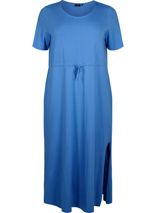 Katoenen midi-jurk met korte mouwen, Marina SOLID, Packshot image number 0
