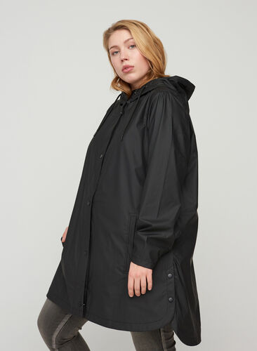 Manteau de pluie avec capuche et poches, Black, Model image number 0