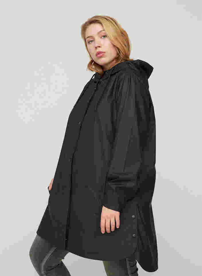 Regenjas met capuchon en zakken, Black, Model