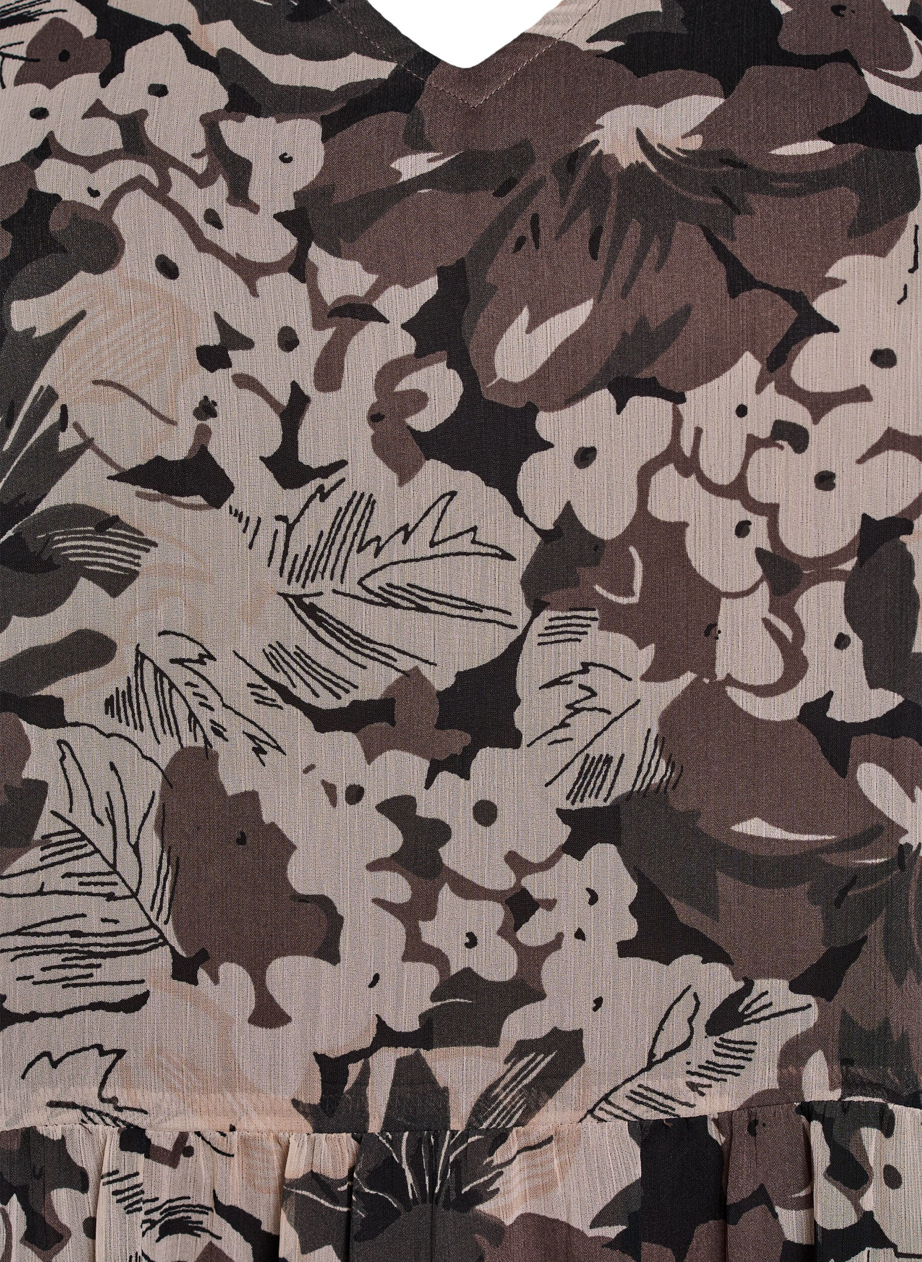 ZizziKorte A-lijn jurk met bloemenprint, Zwart, Packshot image number 2