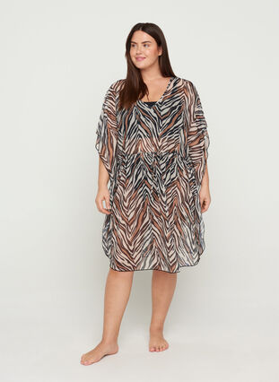 Robe de plage à taille ajustable, Zebra Print, Model image number 2