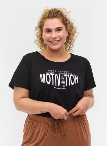 T-shirt de sport avec imprimé, Black More Action, Model image number 0