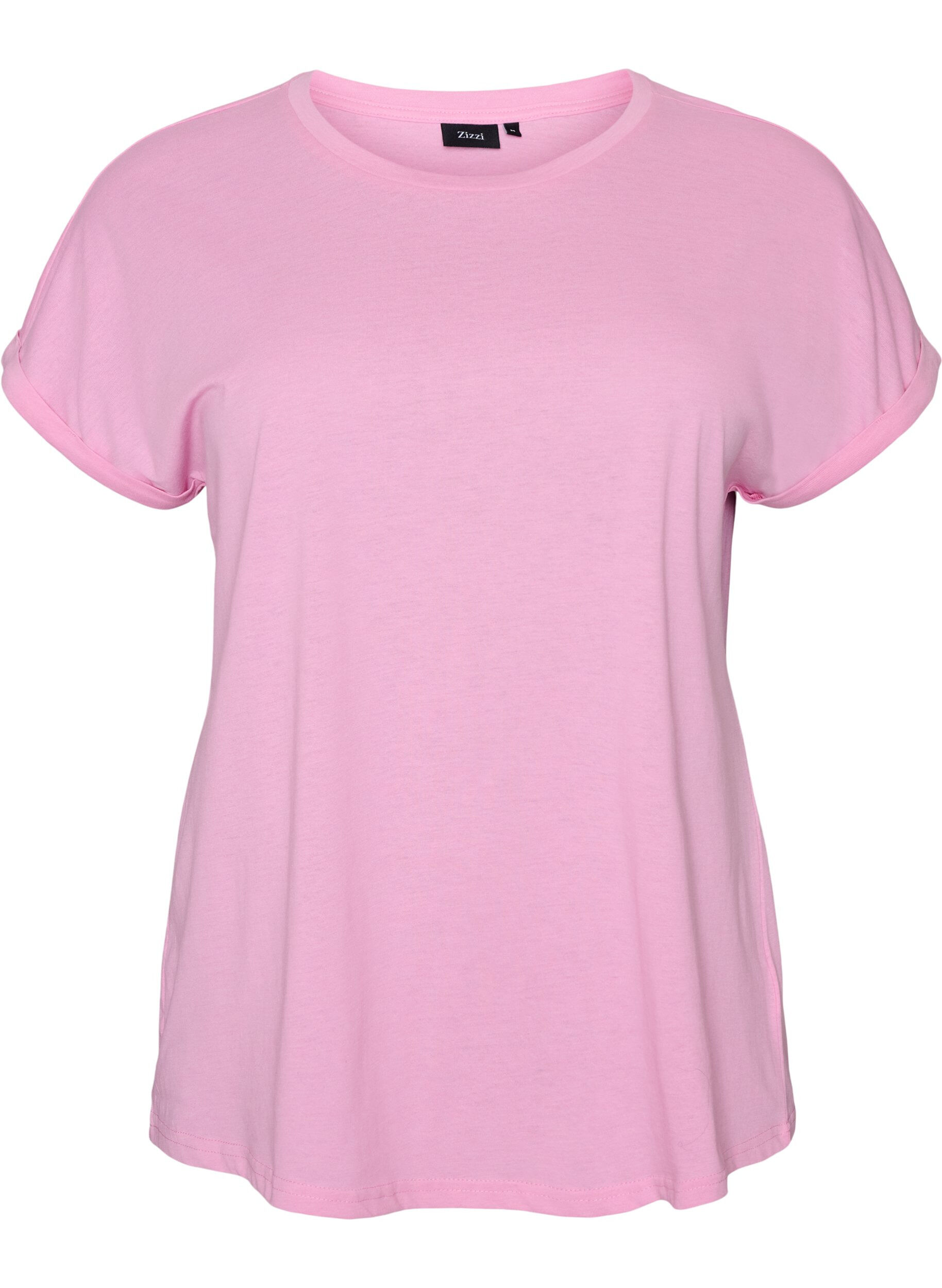 ZizziT-shirt met korte mouwen van katoenmix, Roze, Packshot image number 0
