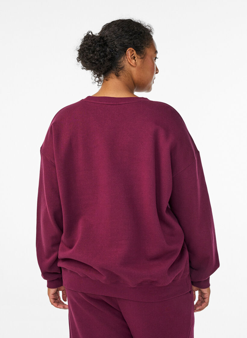 Sweat-shirt avec imprim&eacute; texte, Bordeaux fonc&eacute;, Model image number 2